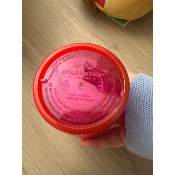 Starbucks Pink Reusable 16 Oz Tumbler With Lid & Rainbow Straw - Picture 2 of 2